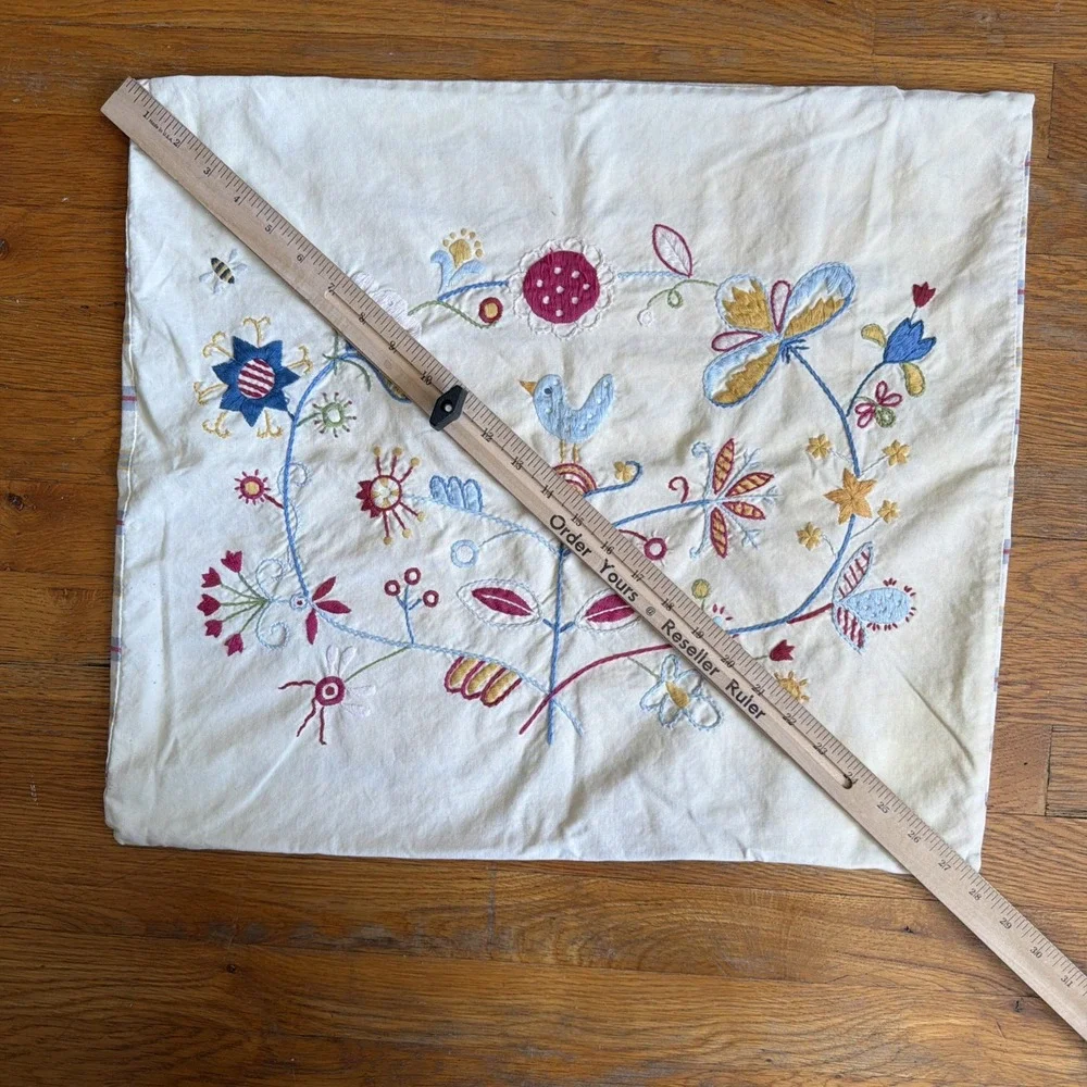 IKEA Alfhild Fagel Throw Pillow 18.5x21.25‎ Folk Art Embroidered Bohemian Floral